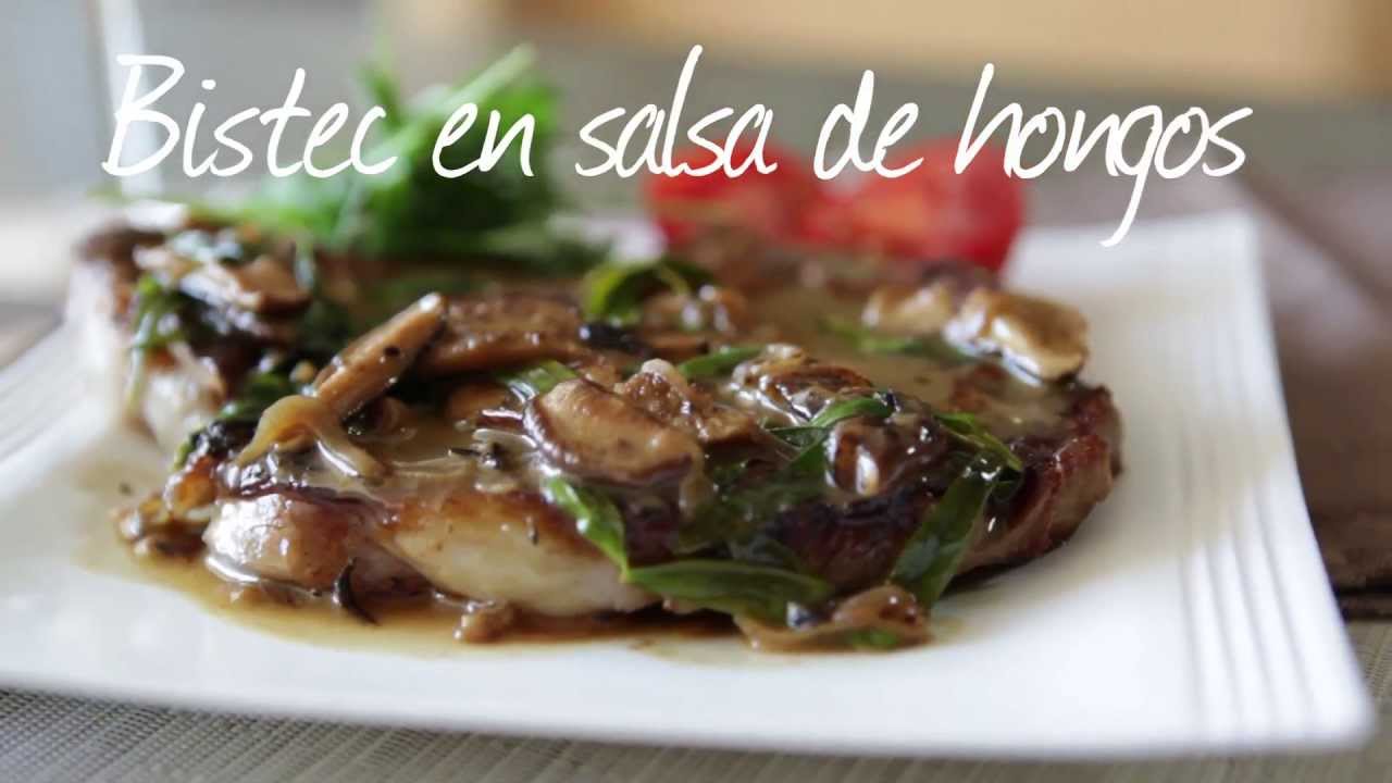 Bistec en salsa de hongos