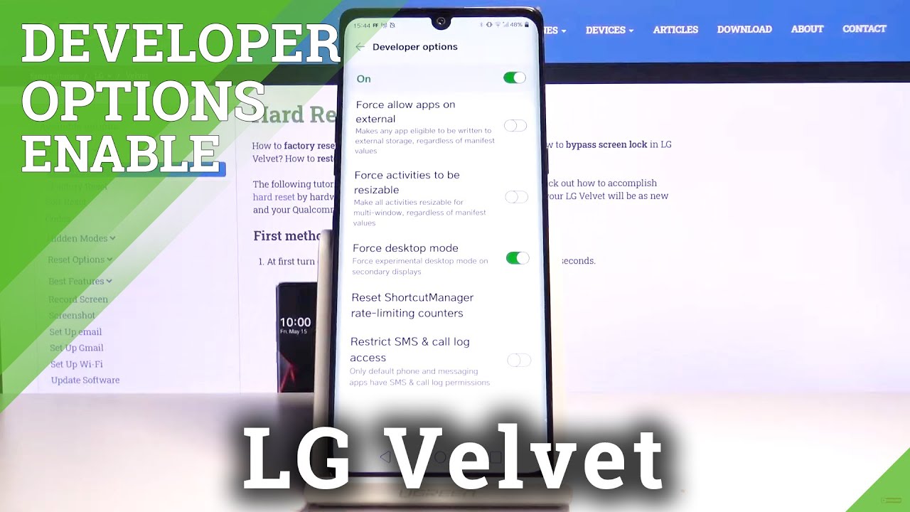 Как открыть режим разработчика на LG VELVET — Вход в параметры разработчика