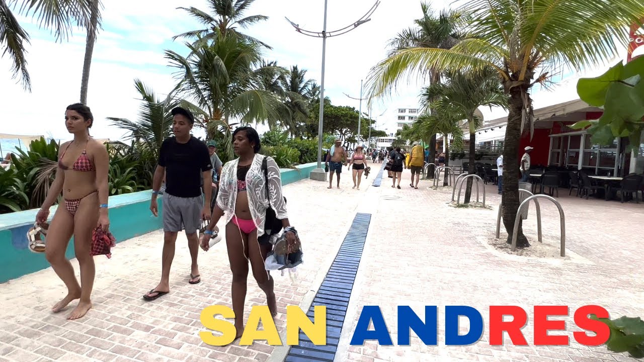 4K SAN ANDRES ISLAND 🏖️  Beauty of sidewalk Spratt Bight Beach on Foot Colombia Walking Tour 🇨🇴