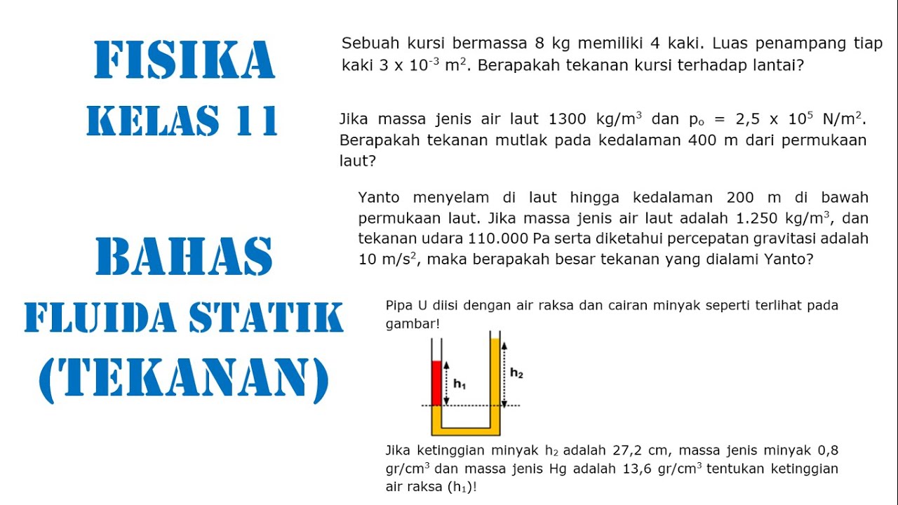 Pembahasan Soal Fluida Statis | Materi Tekanan - part 1 (Fisika Kelas 11)