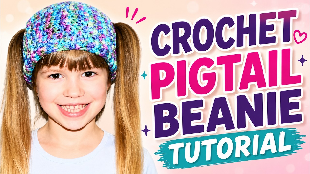 How To Crochet Pigtail Beanie Tutorial for Beginners | DIY Crochet Beanie