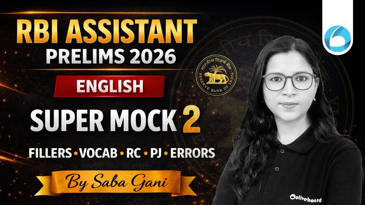 RBI Assistant Prelims English Mock Test 2026 | Fillers Vocab RC PJ Errors | Set - 2 | by Saba Gani