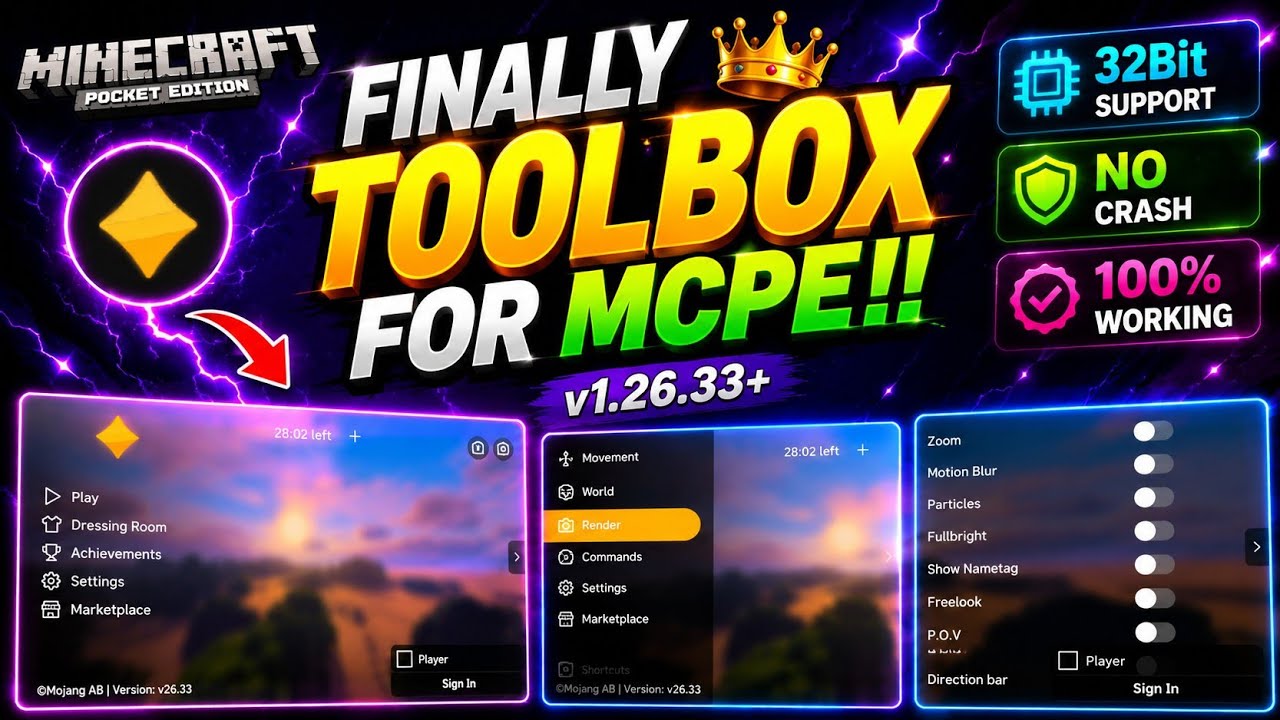 😱 Finally Ambient Toolbox For MCPE 1.26.33+ | 100% Working, No Crash, OP Features!