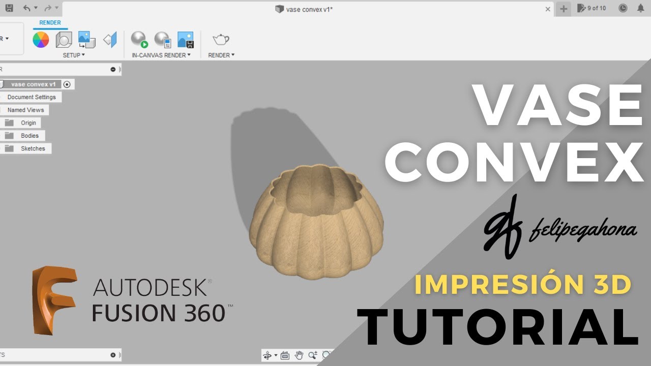 Tutorial Fusion 360 - Vase convex Tutorial