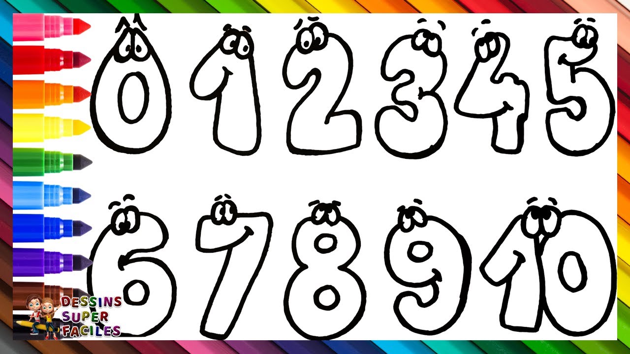 Dessiner et Colorier les Chiffres de 0 à 10 0️⃣- 1️⃣0️⃣ 🌈 Dessins Pour les Enfants1