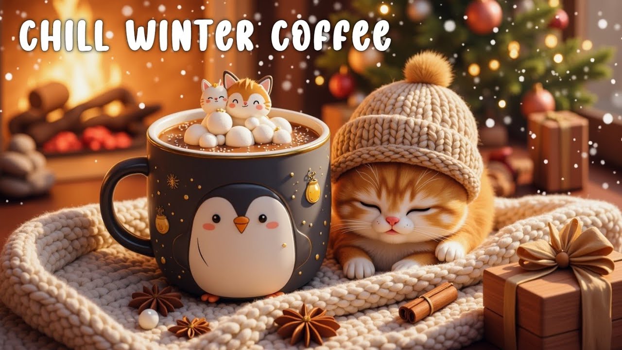Cozy Winter Jazz & Sleeping Kittens 🐱 Атмосфера кофе у камина