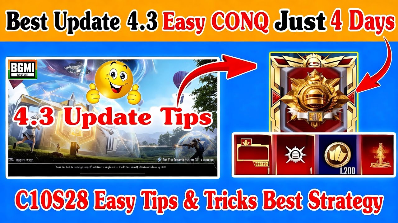 🇮🇳Best Update 4.3 Easy CONQ In 4 Days | BGMI/PUBG C10S28 Easy Rank Push Tips & Tricks Best Strategy 