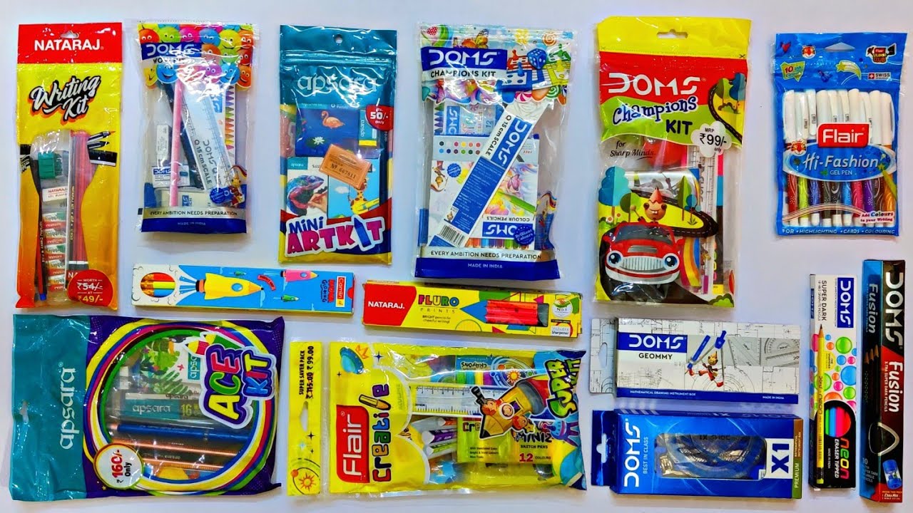 Ultimate Collection of Stationery - Doms Champions kit, Apsara Art Kit, Flair Creative kit, Pencils🤩