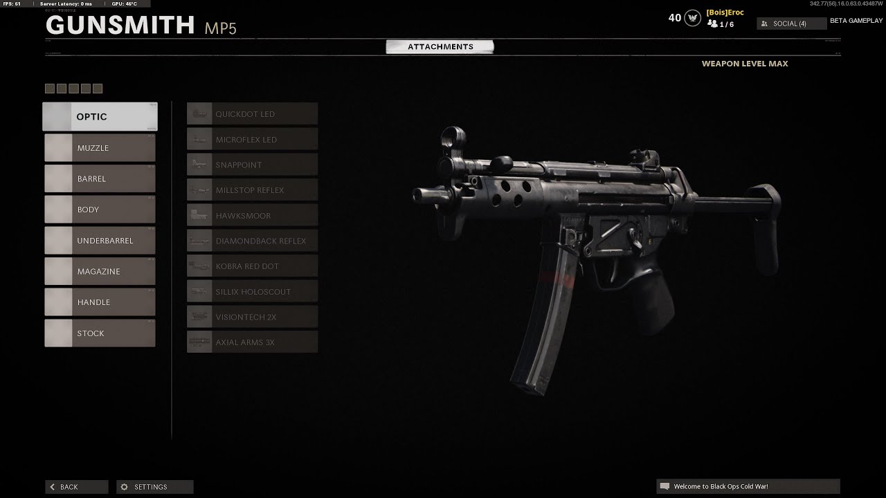 Black Ops Cold War Beta ALL MP5 Gunsmith Attachments | MAX level Gunsmith