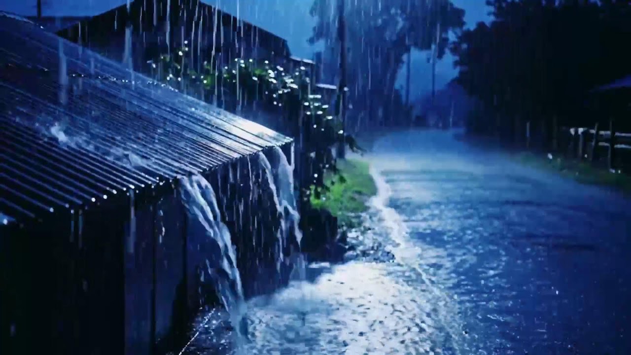 Deep Night ASMR: Heavy Rainfall Embracing Quiet Villages Beneath a Calm and Endless Sky 118