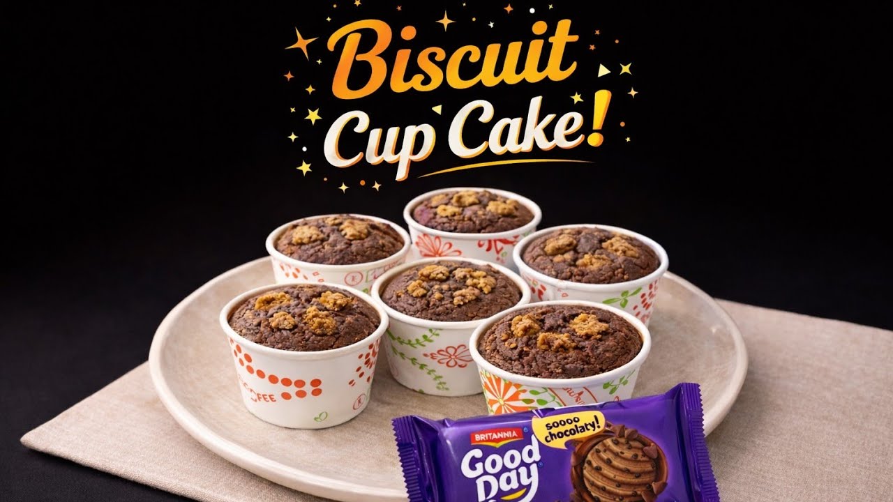 Biscuit Cup Cake|ബിസ്കറ്റ് കൊണ്ട് കപ്പ് കേക്ക് വീട്ടിൽ തന്നെ എളുപ്പത്തിൽ തയ്യാറാക്കാം#BiscuitCupCake