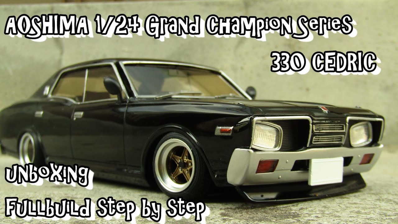 Scale Car Plastic Model AOSHIMA 1/24 Grand Champion 330 CEDRIC unboxing fullbuild step by step
