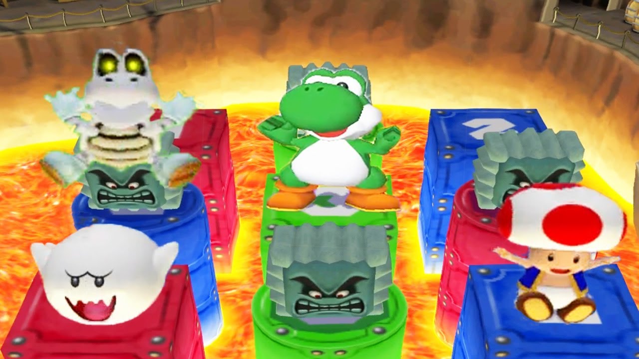 Mario Party 7 Minigames - 8 Player Ice Battle - Yoshi vs Boo vs Dry Bones vs Toad