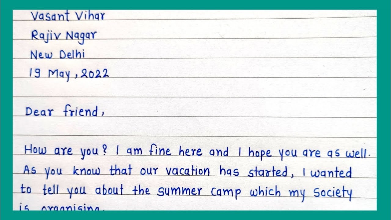 Invitation letter to your friend for Summer Camp | SUMMER CAMP invitation letter | Letter writing