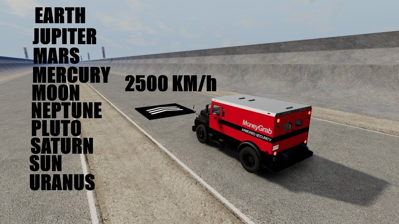 BeamNG.drive - Acceleration up to 2500km/h with different gravity
