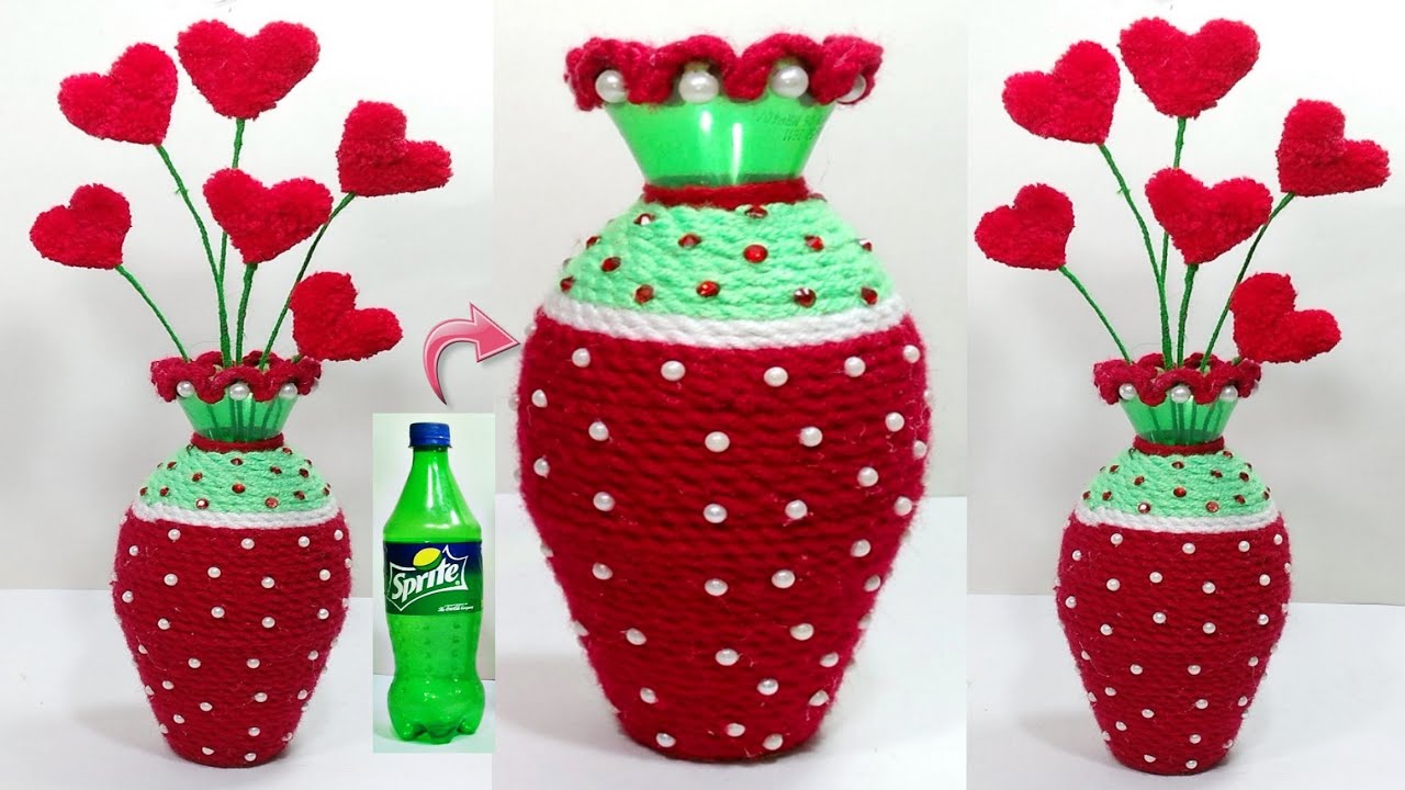 GULDASTA/प्लास्टिक बोतल और ऊन से गुलदस्ता बनाने का तरीका/EASY PLASTIC BOTTLE & WOOLEN GULDASTA/VASE