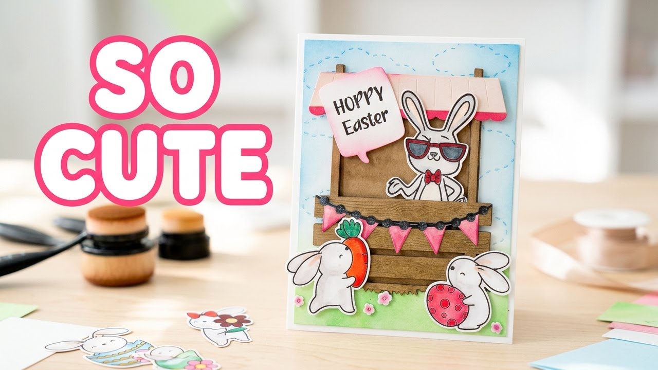 DIY Easter Card Making | Cute Bunny Sunglasses & Wooden Stand Tutorial