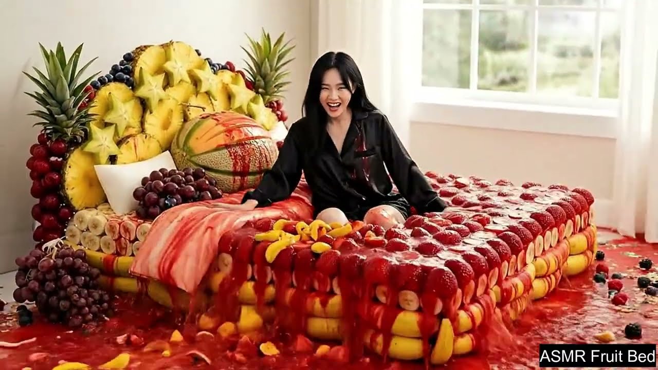 So Relaxing… ASMR Fruit Bed with Juicy & Crunchy Sounds 😴
