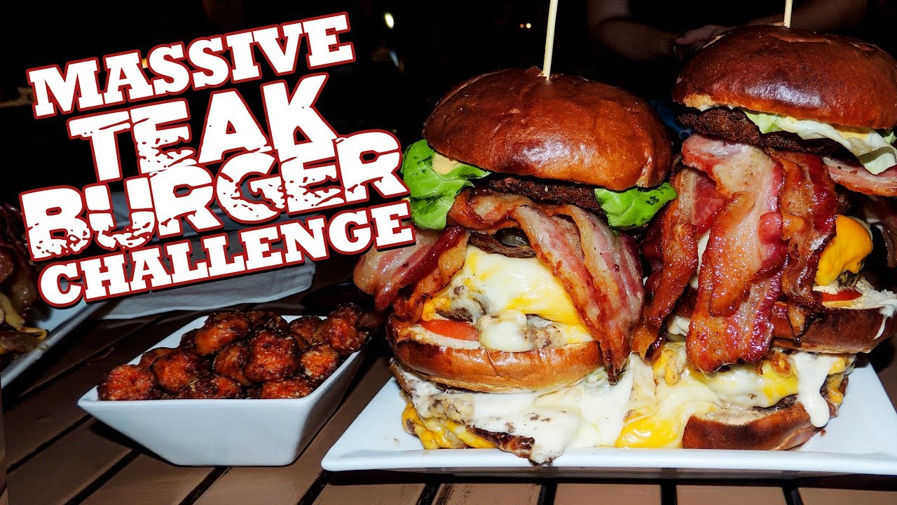 Teak's Cheesy Bacon Burger Challenge in Orlando, Florida w/ @natefiggs