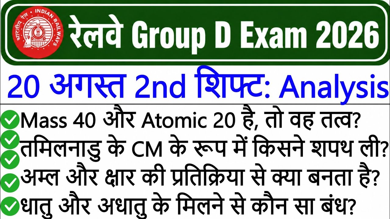 RRB Group D Analysis 2026 | RRB Group D 20 August 2nd Shift Analysis | Group D Analysis Today