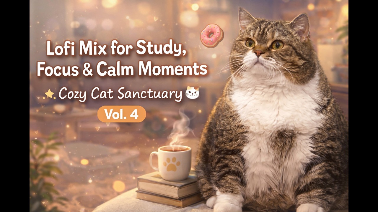 Lofi Mix for Study, Focus & Calm Moments ✨ Cozy Cat Sanctuary 🐱 Vol. 4 – Chonky Cat 🍔