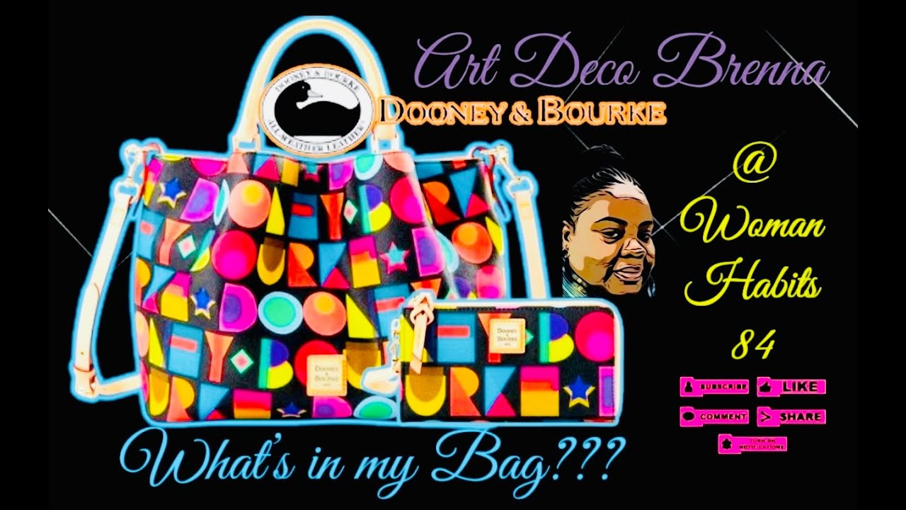 What's in my Bag?  Dooney & Bourke Art Deco Brenna! 👜🩷💜💙💚
