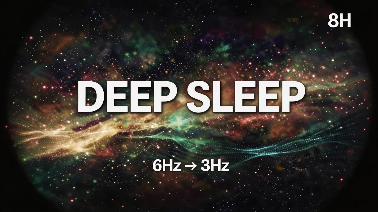 Theta to Delta Sleep (6Hz → 3Hz) | 8 Hours Deep Rain – Black Screen | No Music