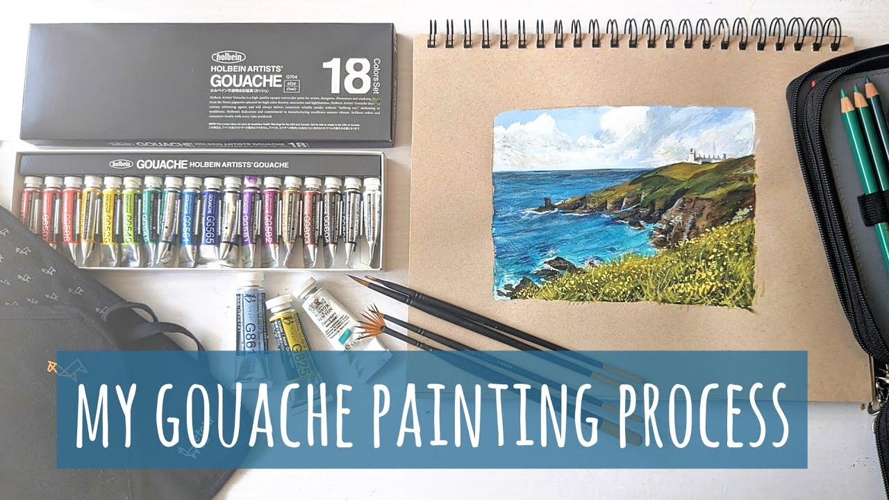 My Gouache Painting Process: Holbein + Winsor & Newton Designer's Gouache + Polychromos Pencils