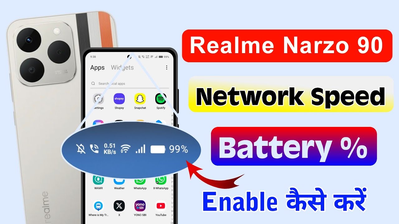 How to Enable Real-time Network Speed in Realme Narzo 90 5G ⚡ Battery % Status Bar Setting