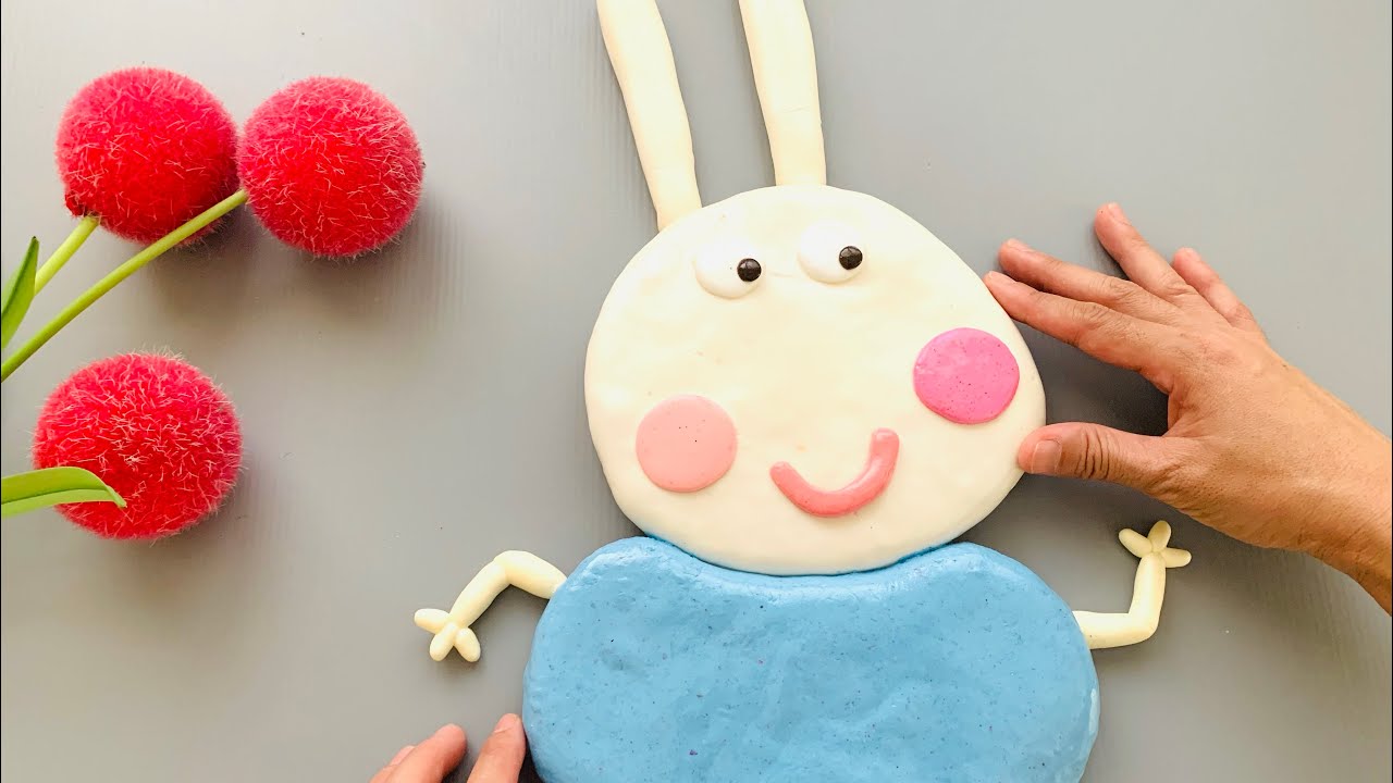 Giant Rebecca Rabbit Peppa Pig Clay Cracking  페파피그 가족 점토부수기