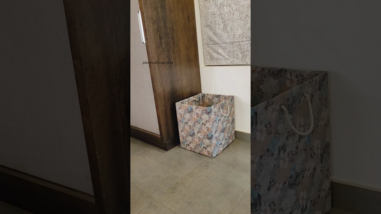 DIY laundry basket from cardboard box #cardboardreuse #diystorage #diylaundrybasket