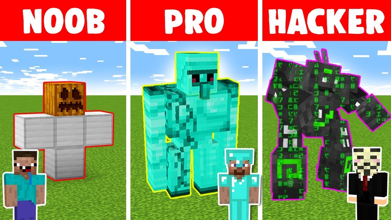 Minecraft NOOB vs PRO vs HACKER: IRON GOLEM CHALLENGE in minecraft - Animation