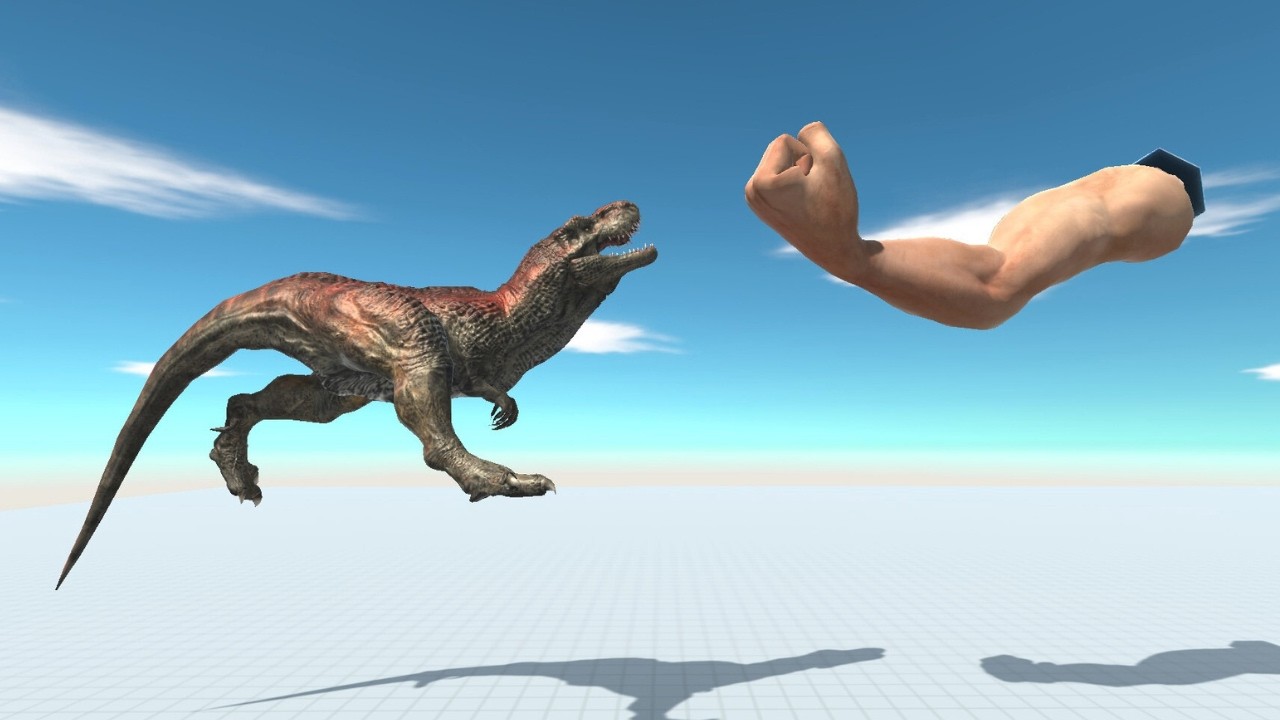 Dinosaur Tries to Cross the Swinging Arm Bridge | ARBS Simulation