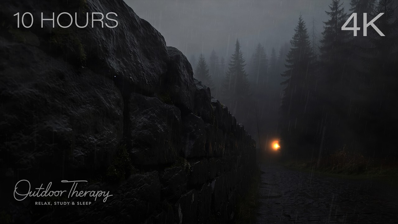 Sleep Deep in a Gentle Rainstorm | Rain on Stone & Soft Thunder | 10 HOURS