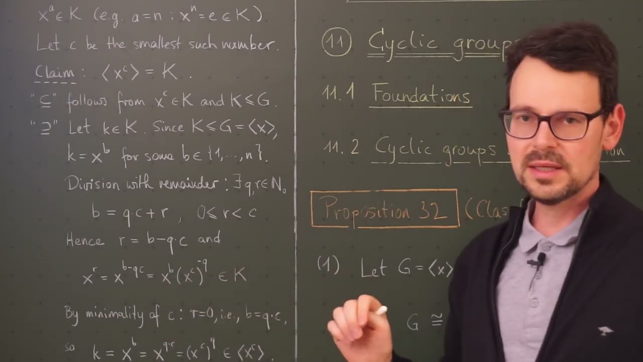 Gruppentheorie (Lektion 33b / deutsch): ZWEITER BEWEIS DES KLASSIFIKATIONSSATZES ZYKL. GRUPPEN