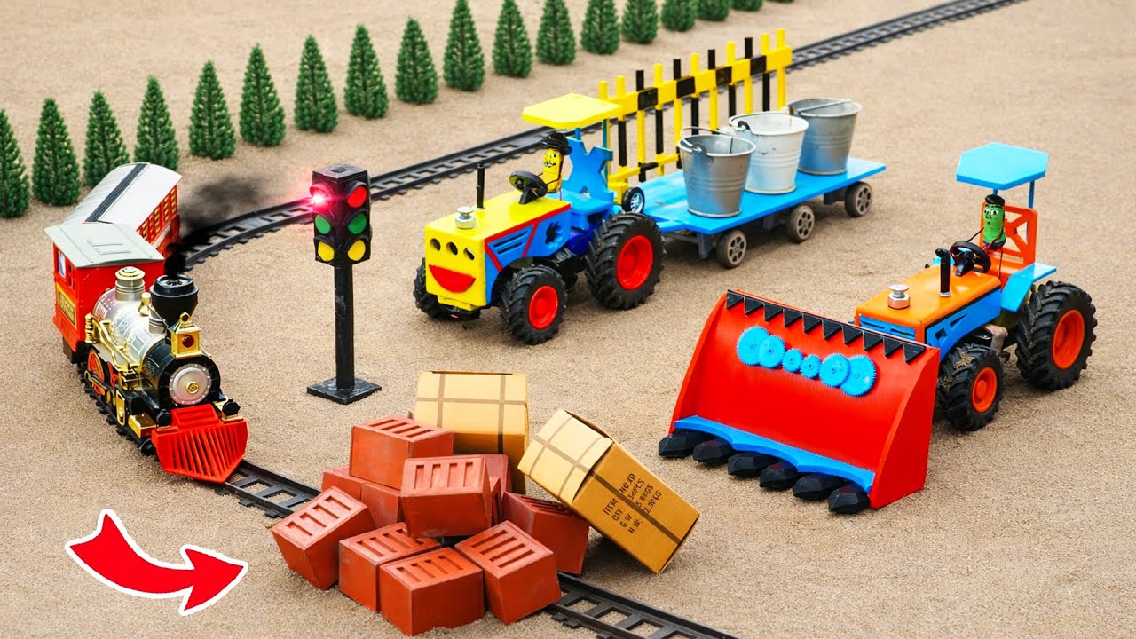 DIY Mini Tractor making Bulldozer to Clear the Mess after the Train Accident | HP Mini DIY Tractor