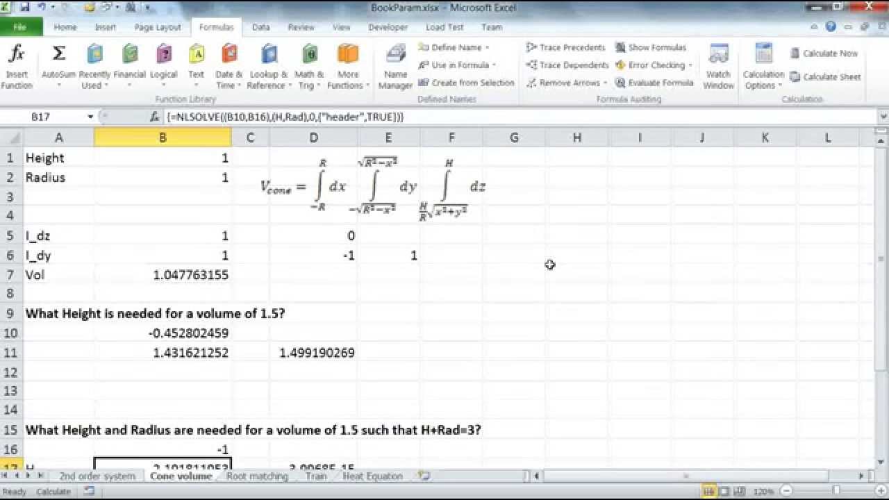 Computing optimal limits for a multiple integral example in Excel