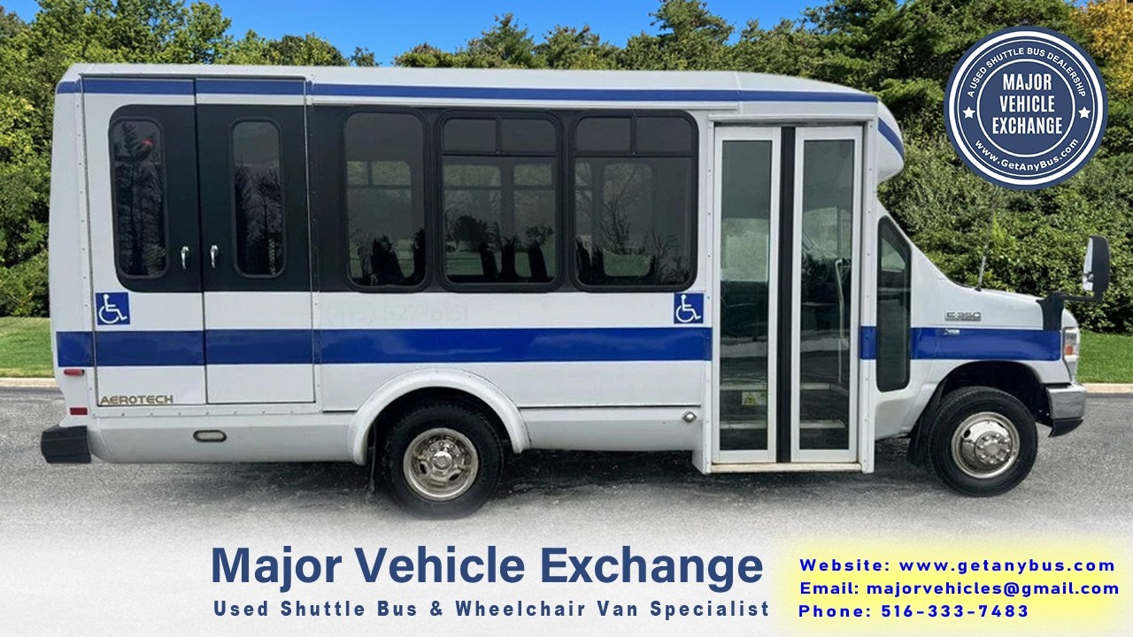 2014 Ford E350 Non-CDL Wheelchair Shuttle Bus For Sale - Up To 10 Passengers and 2 Wheelchairs!