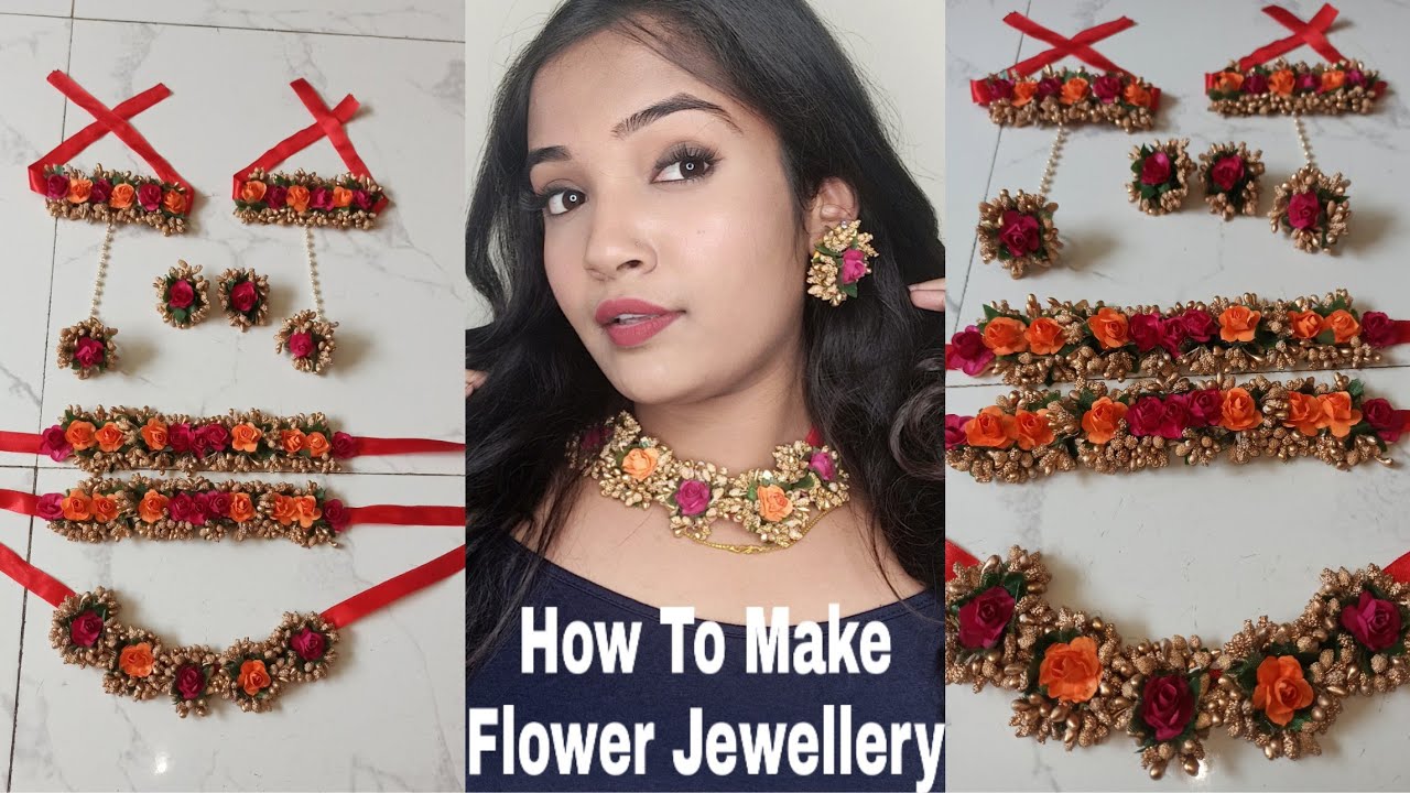 How To Makeup Flower🌼 jewellery at home || Mehndi/Haldi || Beauty With Manisha 2021