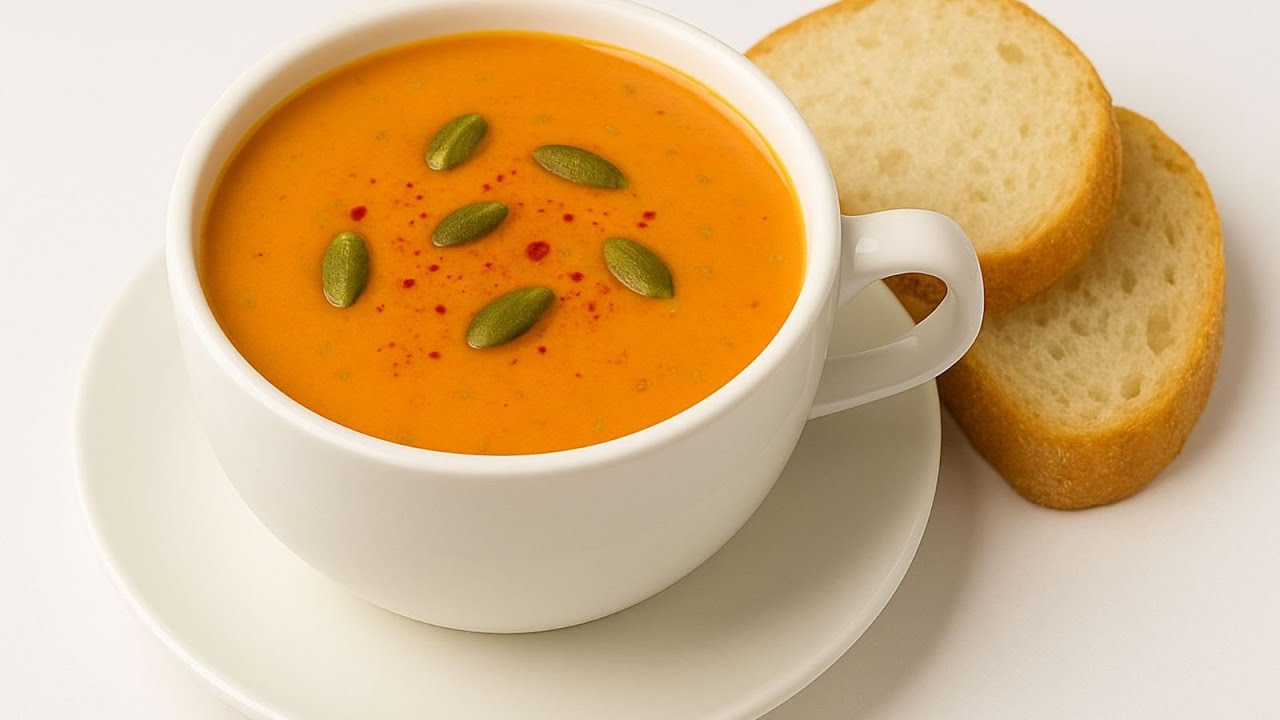 Cream of pumpkin soup/Delicious soup made from oven-baked vegetables