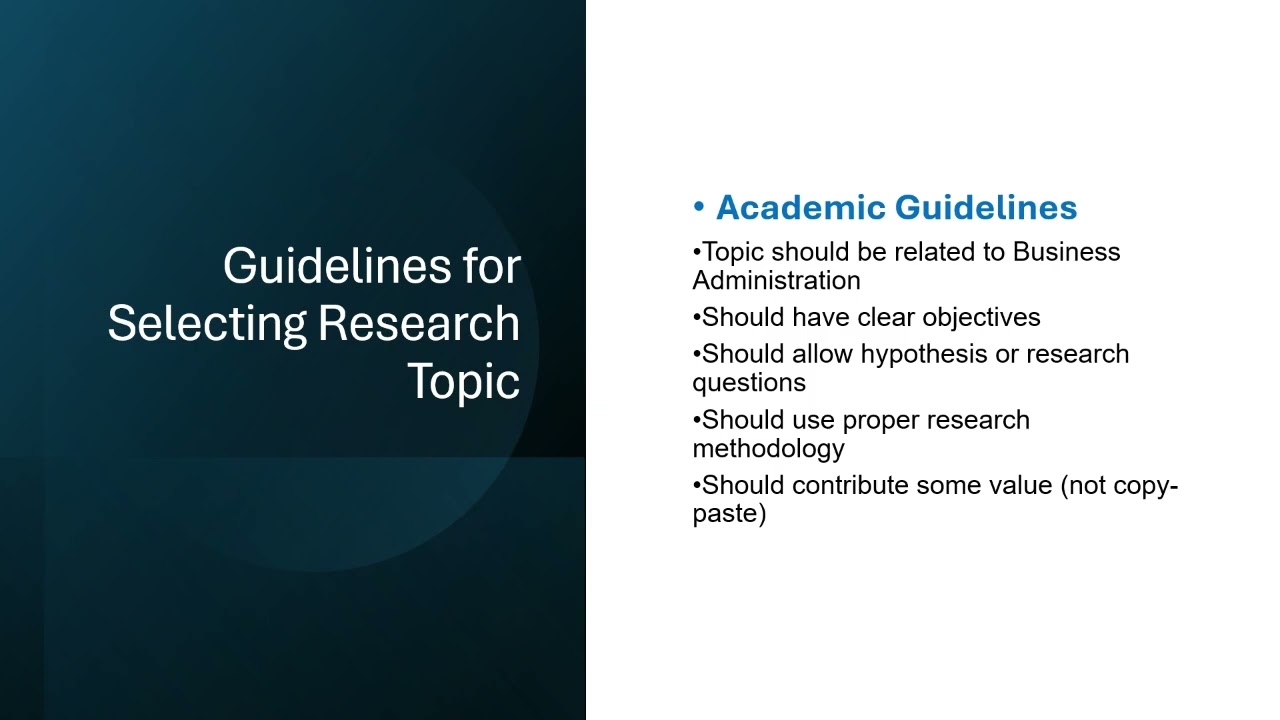 How to Choose Topic for Project  for MCOM, MBA