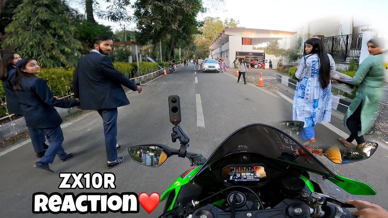First Day in College with My Kawasaki Z900 | Bunny Helmet Cover | Cute Girl Reaction 4 #z900 #cute
