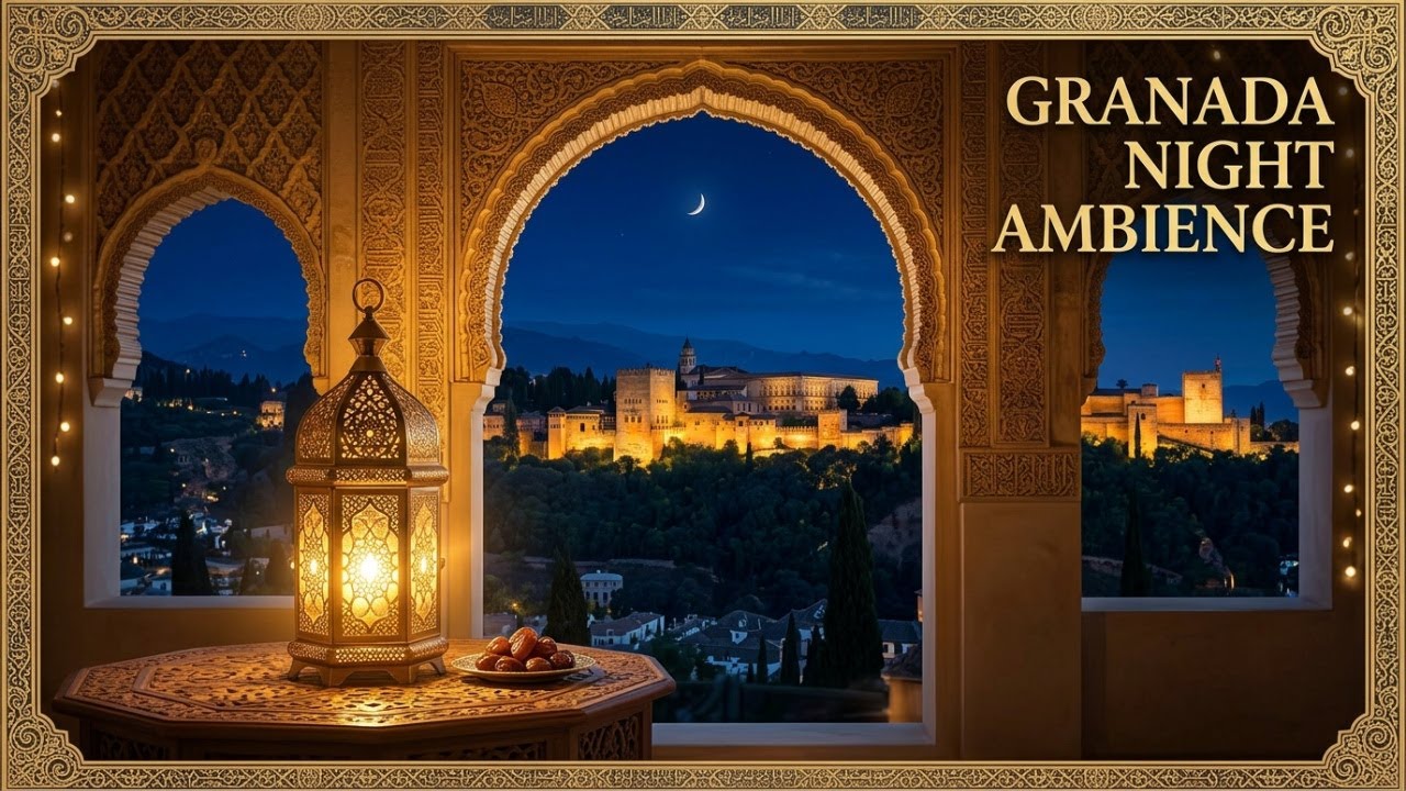 Elegant TV Frame: Night in Granada | 4K Alhambra View | Ramadan 3H No Sound