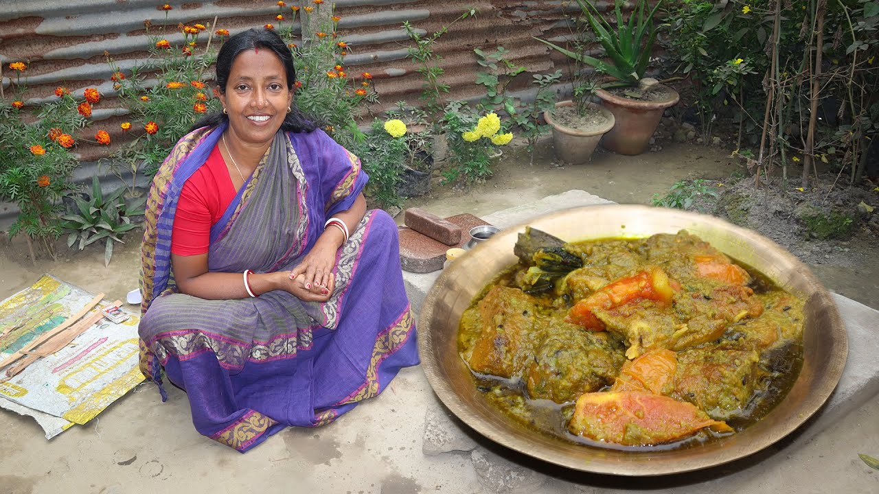 মটরশুটি বাটা দিয়ে বিশাল এক পিস কাতলা মাছের মটর কাতলা কালিয়া | Mator katla kalia recipe