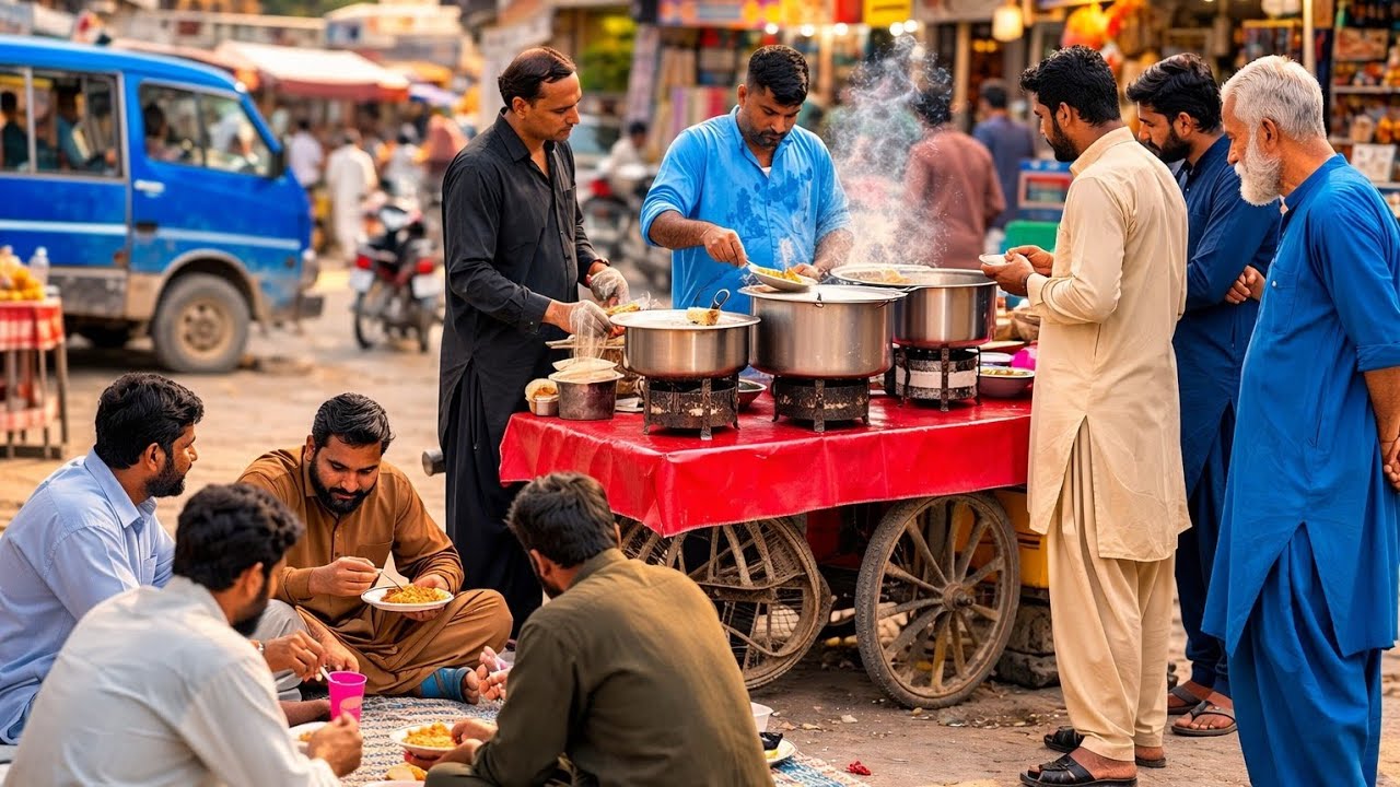 Desi Nashta on Roadside | Real Pakistani Street Food | Village Style Desi Breakfast  Stall Food Volg
