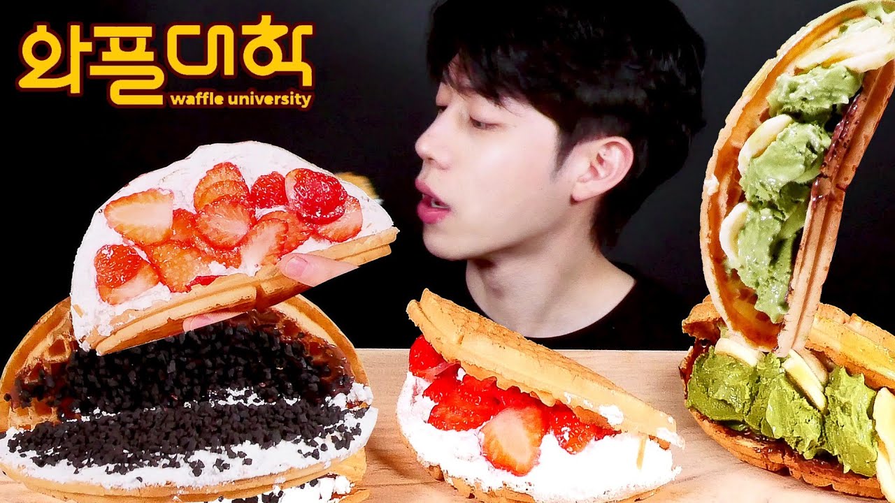 SUB)Waffle mukbang dessert MUKBANG EATINGSHOW EATINGSOUND ASMR EATINGSHOW AJEOC