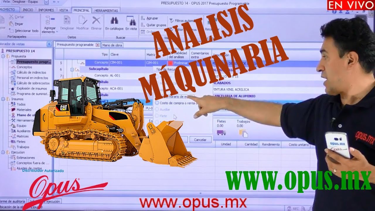 opus.mx Análisis de Costo Horario (máquinaria)