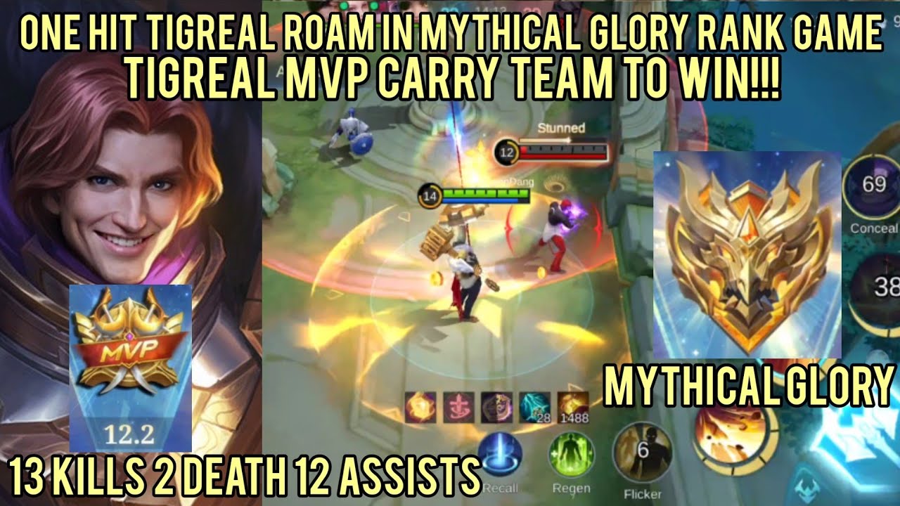 Crazy One HIT TIGREAL Roamer is ILLEGAL! MYTHICAL GLORY MVP Gameplay | MLBB | Mobilelegends |