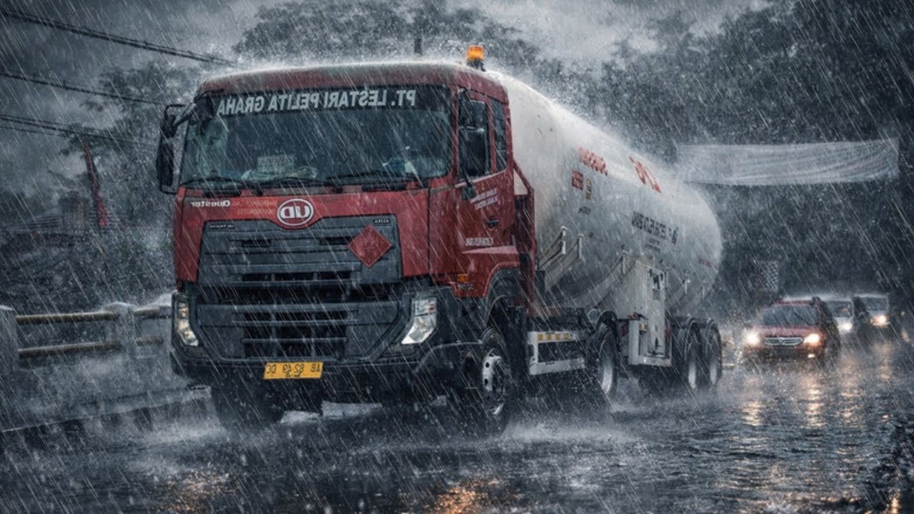 Heavy Rain with Strong Winds on the Road || Relaxing Rain Sounds to Lull You to Sleep