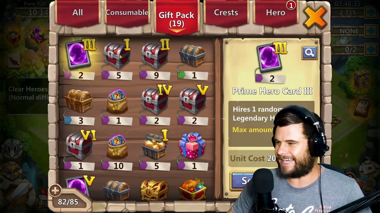Opening up Hero Cards on the Pure Free to Play Account | Castle Clash